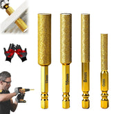 2-in-1 Hexagonal Shank Brazing Dry Drilling Specialized Hole Opener, 2-in-1 Hexagonal Shank Brazing Hole Opener - Drill Through Tough Surfaces, for Electricians, Plumbers (Gold, 4Pcs/6+8+10+12mm)
