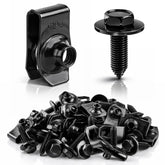 50PCS 1/4 Body Bolts & U-Nut Clips Kit for Fender Bumper Engine Cover Splash Shield Fastener Retainer Clips, Automotive Universal Screws Black(25 Sets)