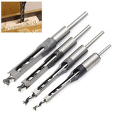 4pcs Square Hole Drill Bits for Wood, Woodworking Hole Saw Mortising Chisel Drill Bits (Size: 1/4 inch, 5/16 inch, 3/8 inch, 1/2 inch)