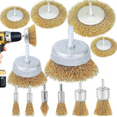 Wire Brush Wheel Cup Brush Set, 12 Pack Coarse Crimped Brass 1/4 Inch Shank Wire Wheel for Drill Attachment