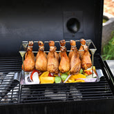 Chicken Leg Rack for Grill with Drip Tray - Easy to Use 12 Slots Chicken Wing Rack - Premium Stainless Steel Chicken Drumstick Rack for Smoker - Chicken Drumstick Holder for Grill Accessories