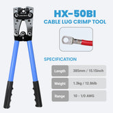 Battery Cable Lug Wire Crimper Tool for AWG 10,8,6,4,2,1/0 Gauge Copper Wire Lugs/Battery Cable Ends/Ring Terminal Connectors,Heavy Duty Electrical Crimping Tool