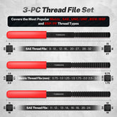 3Pcs Thread File Set, Thread Restoring Chaser Files Metric and SAE | Thread Restorer File Set High Carbon Steel Thread Repair Tool for Thread Repair File Set, Thread Cleaner Tool