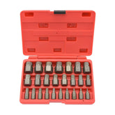 Hex-Head Multispline Screw and Bolt Extractor Set, Easy-Out Screw Extraction, Broken Bolt Remover, Stripped Fastener Tool, 1/8 Inch to 7/8 Inch in 1/32-Inch Increments, CrMo, 25 Pieces