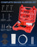Brake Bleeder Vacuum Pump Kit, Automotive Vacuum Brake Bleeding Tool for Flush Brakes | Manual Brake Fluid & Power Steering Fluid Extractor, Self Brake Bleed Kit for Motorcycle & Car, Red