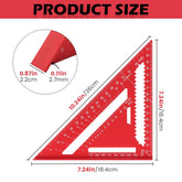 Carpenter Square, Aluminum Rafter Square with MM Markings Only, Metric Layout Tool for Woodworking Framing and DIY, Red