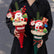 Christmas Cone Bouquet, Tabletop Centerpiece with Plush Flower