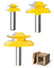 3-Piece 45 Degree Lock Miter Router Bits 1/4" Shank for Joining Corners | Drawer Corner Router Bit Set for Woodworking Cabinetry Drawers Shadow Box Corner Joining