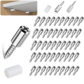 100 Pack Cabinet Shelf Pegs, Self Tapping Screws Cabinet Laminate Support, Shelf Pins with Non-Slip Sleeve for Kitchen Cabinet, Cupboard, Bookcase