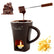 Chocolate Heating Cup 150ML, Christmas Ceramic Mug, Chocolate Melter with Fork, Cheese Fondue Cup, Couple Christmas Gift