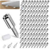 100 Pack Cabinet Shelf Pegs, Self Tapping Screws Cabinet Laminate Support, Shelf Pins with Non-Slip Sleeve for Kitchen Cabinet, Cupboard, Bookcase