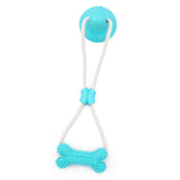 Indoor Dog Tug Toy with Suction Cup Base, Textured Bone Chew Head and Rope Pull Design for Daily Dog Play Time Pet Rope Tug Plaything Floor Chew Accessory Canine Pull Toy Home Play Pet Mouth Bone