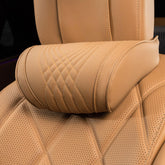 Car Headrest Pillow for Driving Memory Foam Palomino Brown 1 Pack | Soft Comfortable Leather Seat Head Rest Pillow Headrest Travel Neck Support Cushion for Most Cars SUV Home Office Chair