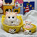 Mom &amp; Baby Cat Squishy Set with Matching Woven Baskets, Cute Slow-Rebound Stress Relief Toy