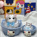 Mom &amp; Baby Cat Squishy Set with Matching Woven Baskets, Cute Slow-Rebound Stress Relief Toy