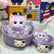 Mom &amp; Baby Cat Squishy Set with Matching Woven Baskets, Cute Slow-Rebound Stress Relief Toy
