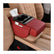 Car Center Console Armrest Pillow, Memory Foam Leather 4 in 1 Vehicle Arm Rest Cover with Tissue Box 2 Side Storage Bag Cup & Phone Holder, Auto Armrest Cushion, Universal Fit (Orange)