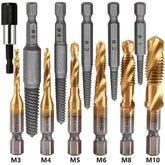 Titanium-coated Drill & Tap Set, 12pcs/set M3-M10 Metric Size Drill Bit Set with 1/4-inch Hexagonal Shank, High-speed Steel Drill Bit Set, Drill Bits Set, Drill Bit Kit