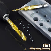 Titanium-coated Drill & Tap Set, 12pcs/set M3-M10 Metric Size Drill Bit Set with 1/4-inch Hexagonal Shank, High-speed Steel Drill Bit Set, Drill Bits Set, Drill Bit Kit