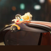 Car Accessories Cute Penguin Wind-Powered Glow Rearview Mirror Rain Shield Light-Up Car Decor for Night Rainy Driving Safety (Yellow)