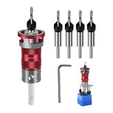 Countersink Drill Bit Set - 7PC Counter Sink Bits for Wood, Adjustable Countersink Drill Set | Quick Change Drilling Tool Kit for Wood, MDF, Plywood, Aluminum, and Non-Ferrous Metals Workshop