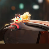 Car Accessories Cute Penguin Wind-Powered Glow Rearview Mirror Rain Shield Light-Up Car Decor for Night Rainy Driving Safety (Yellow)